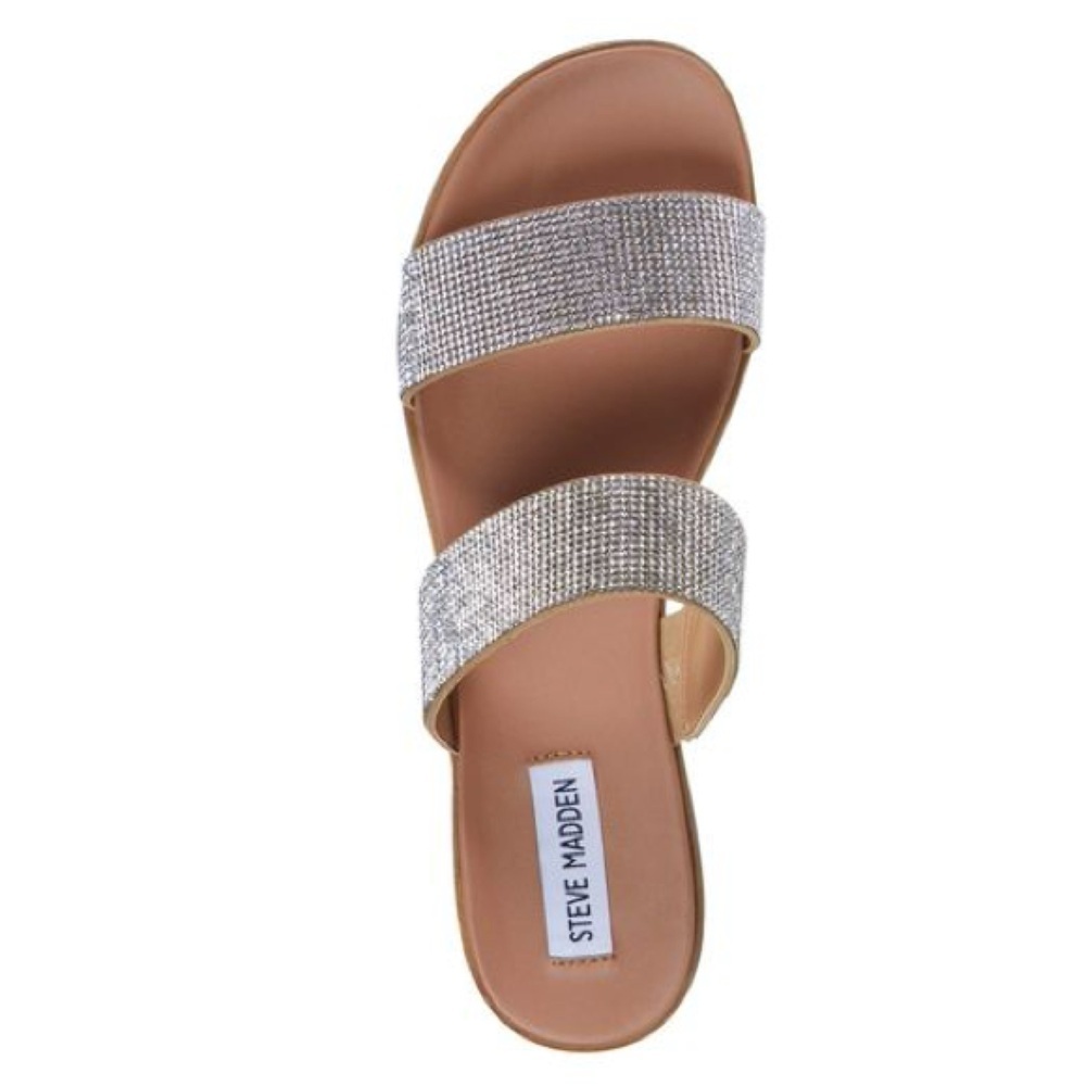 Steve Madden Zig Rhinestone Encrusted Two Strap Slip On Sandals Size 9/ 40